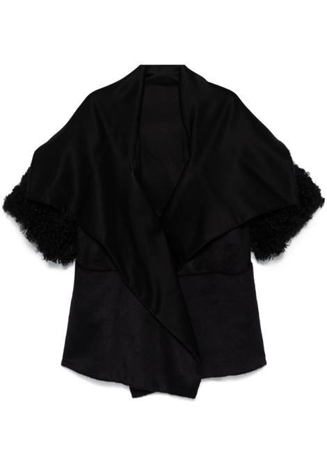 Black shearling-trim cape Alberta Ferretti - women